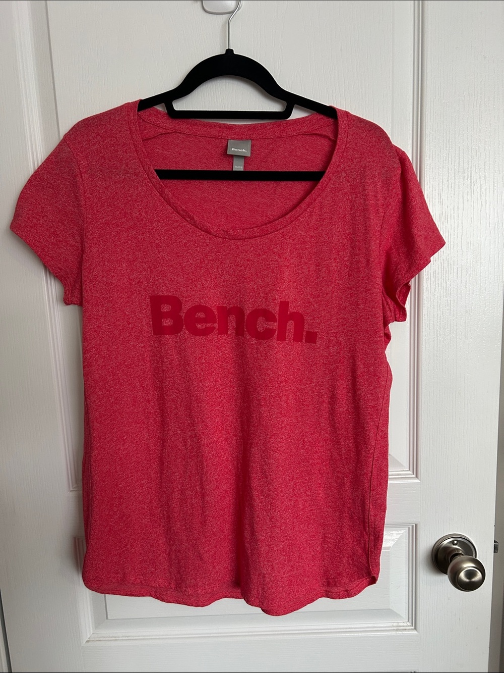 Bench Women's Heathered Red Scoop Neck Logo Tee